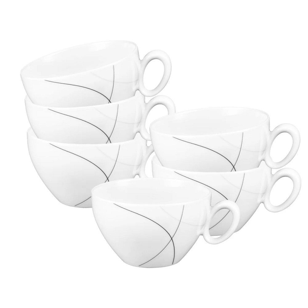 Seltmann Weiden Becher Seltmann Weiden Trio Highline Milchkaffeetasse 0,39 l 6er Set, Porzellan