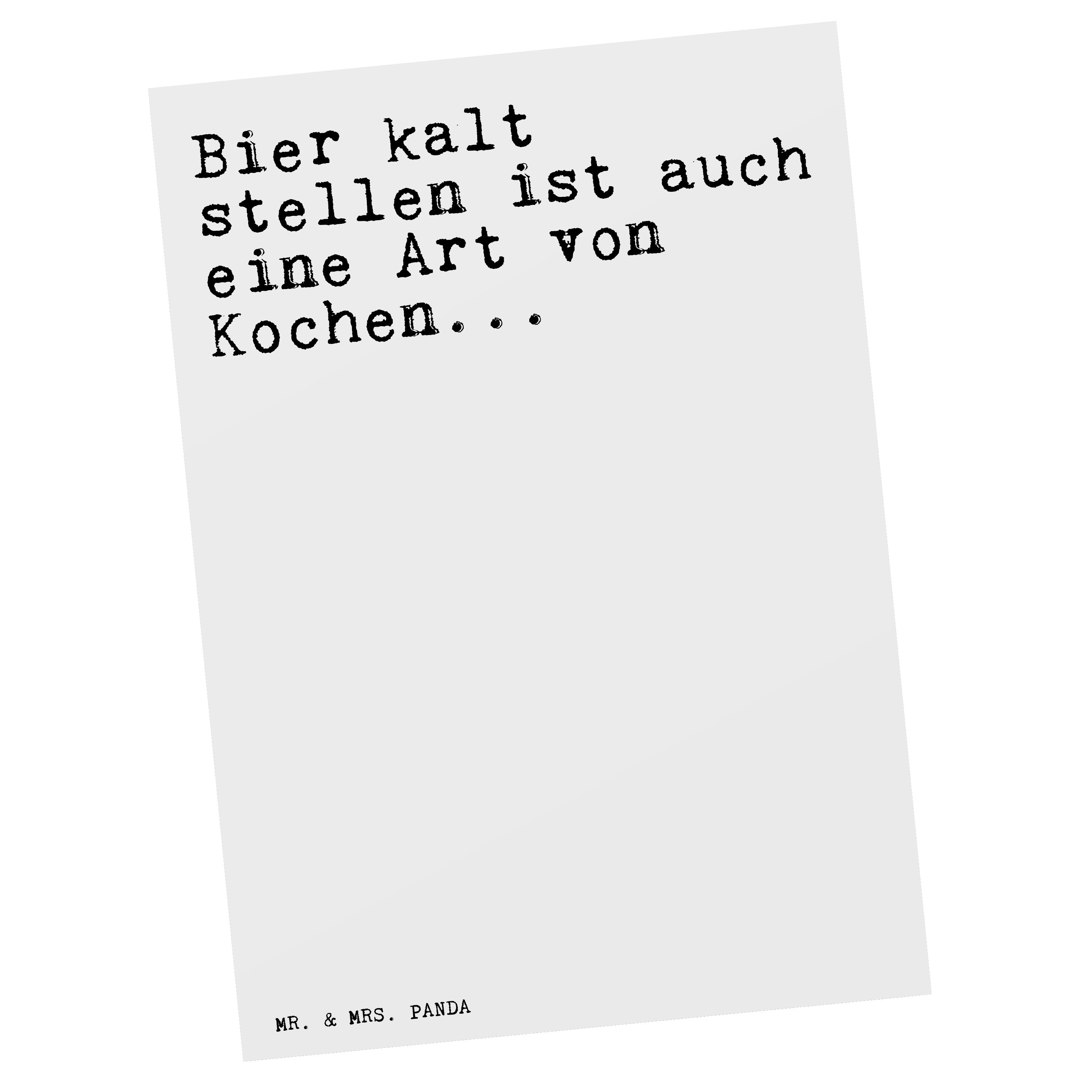Mr. & Mrs. Panda Postkarte »Bier kalt stellen ist... Weiß Lustig