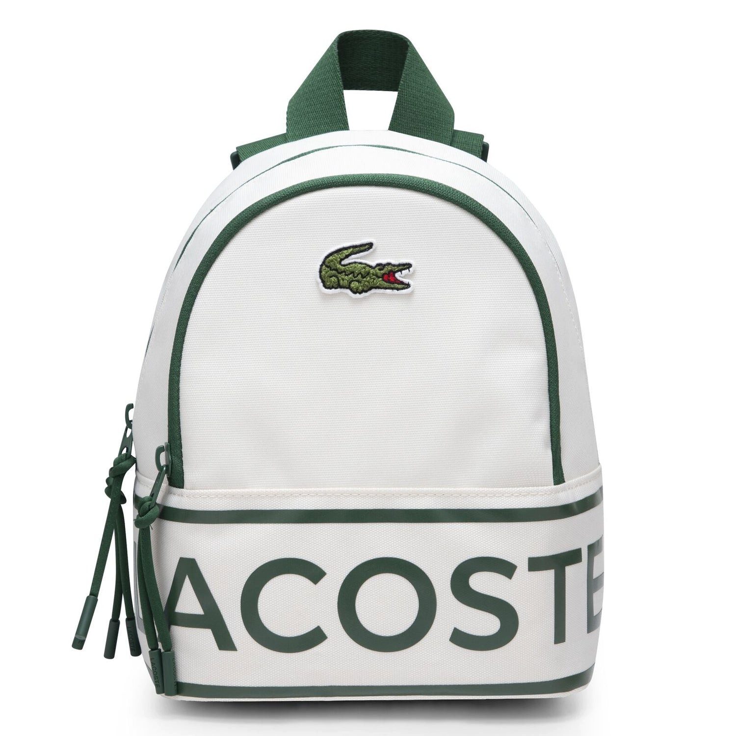 Lacoste Kinderrucksack Lacoste Kids kleiner Rucksack creme grün mit flauschigem Krokodil-Logo