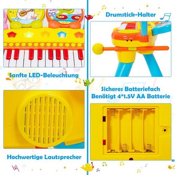 COSTWAY Spielzeug-Musikinstrument 24 Tasten Klaviertastatur, mit Hocker