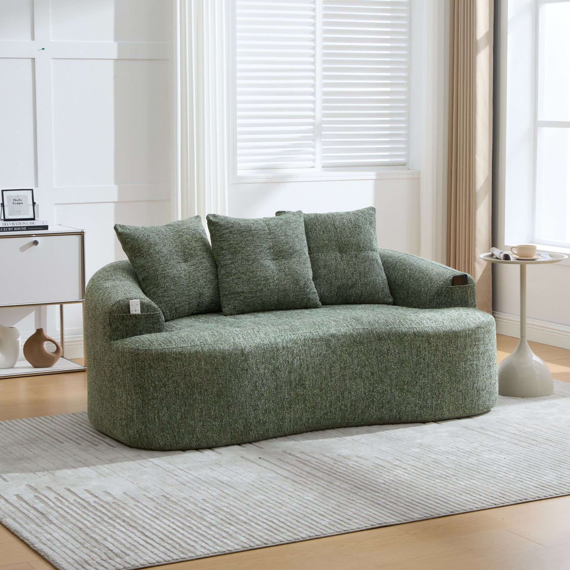 BlingBin 2-Sitzer Sofa mit Taschenfederkern & Chenille-Bezug, 1er Set 1 Teile, mit Chenille-Wolkenmuster, komprimiertes Design ohne Federkern