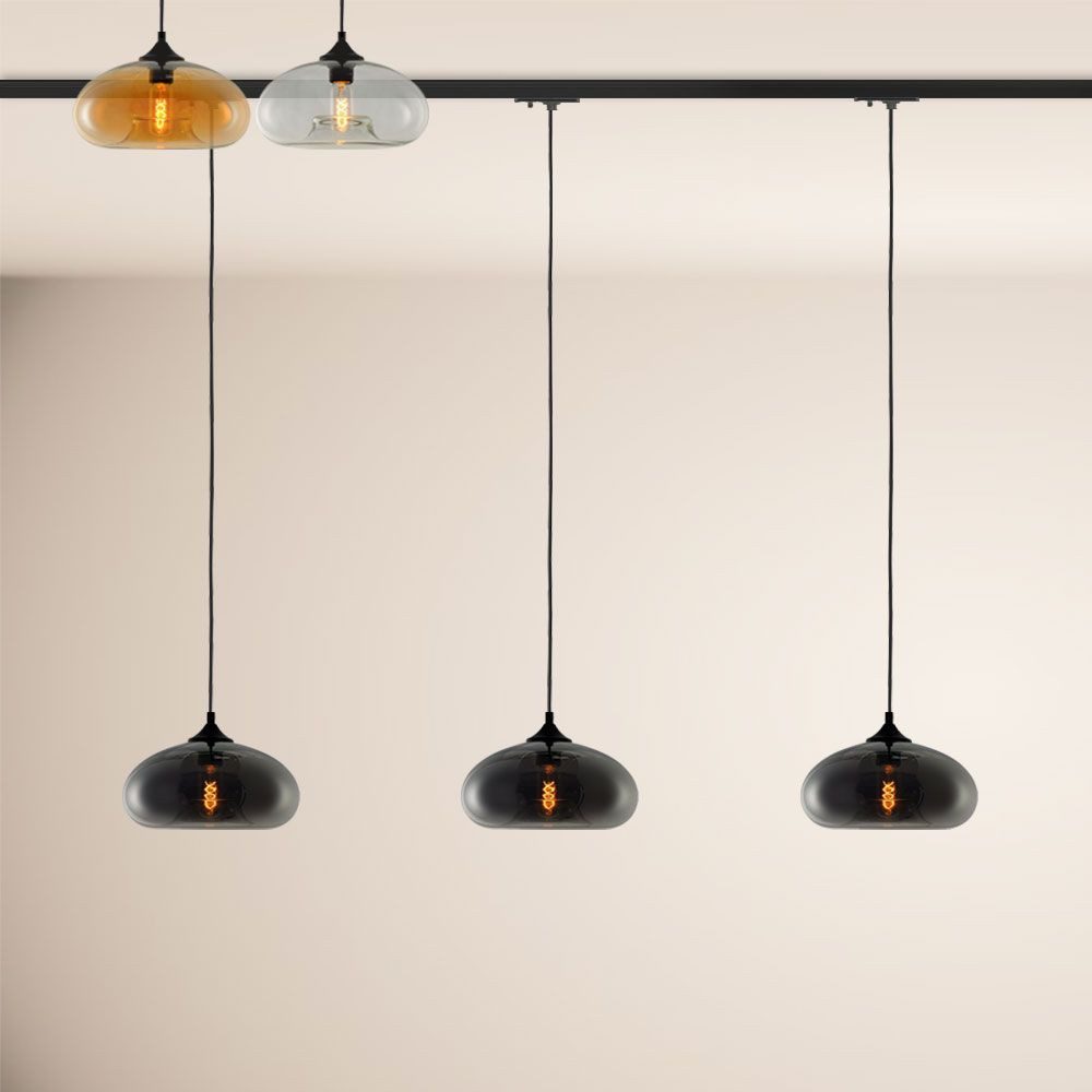 s.luce Pendelleuchte Cruet Esstisch-Hängeleuchte 1-P-Schiene 200cm ME Flach Klar