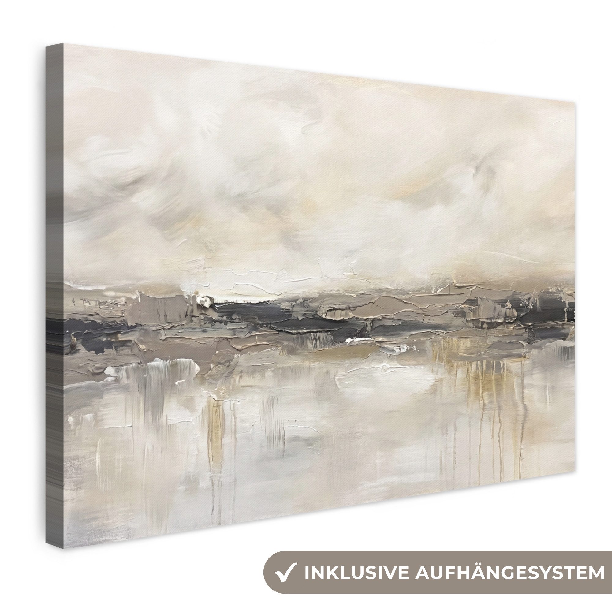 OneMillionCanvasses® Leinwandbild Landschaft - Horizont - Natur - Abstrakt - Neutral, Fotodruck (1 St), Leinwand Bilder Klein, Wand Dekoration Aesthetic 30x20 cm