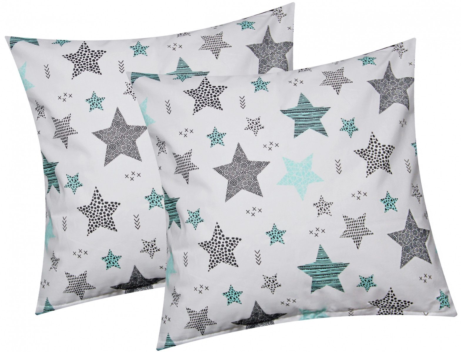 Heubergshop Kissenbezug, (2 Stück), 40x40cm Kissenhülle Sterne Kreise Punkte 100% Baumwolle (560/1-40x40)