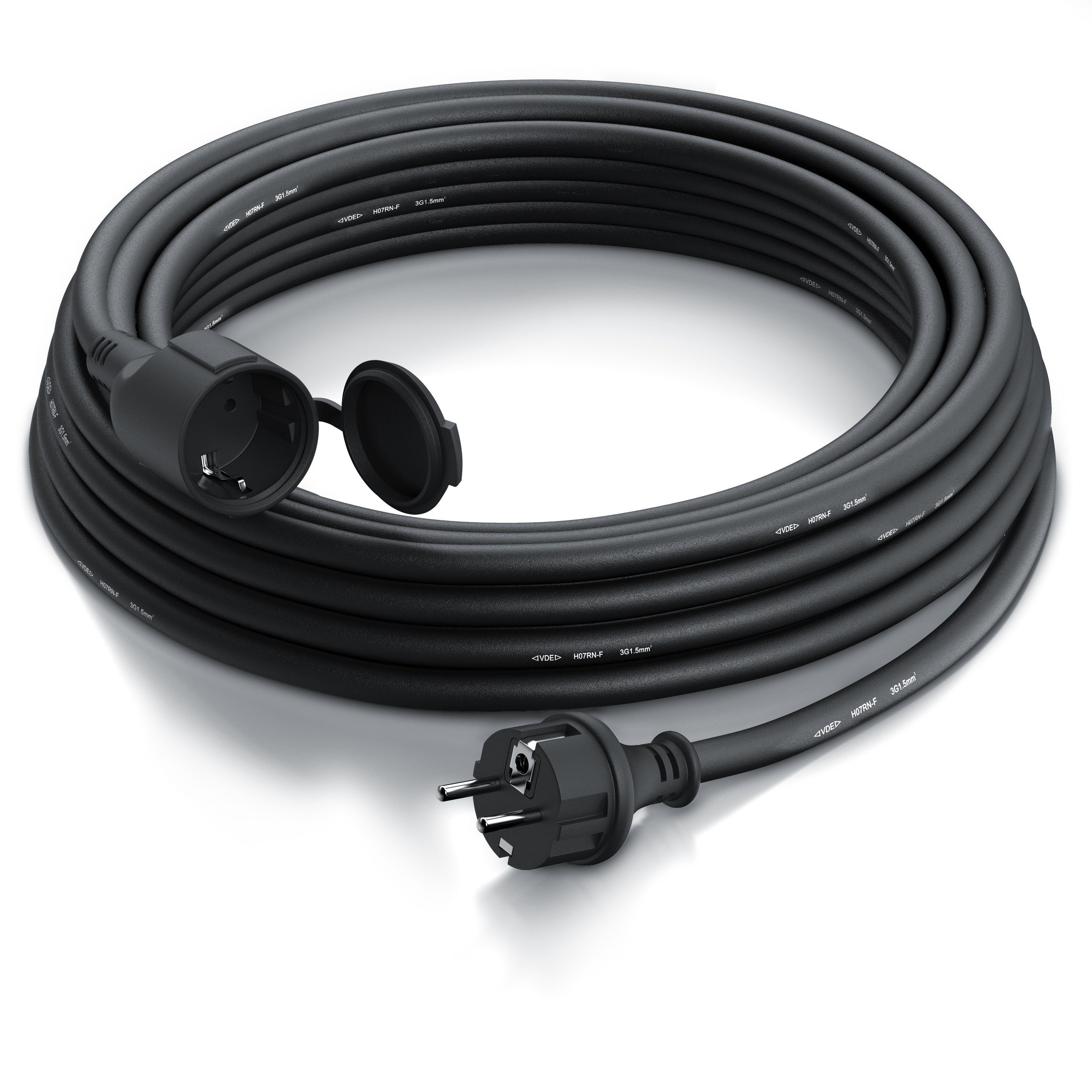 Brandson Verlängerungskabel, Typ F (Schuko), (500 cm), Stromkabel Verlängerung für den Außenbereich 3500W, Outdoor, IP44, 5m