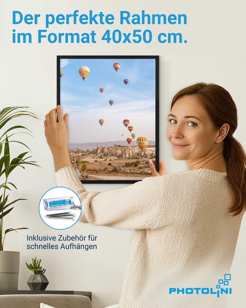 PHOTOLINI Bilderrahmen 3er Set modern mit bruchsicherem Acrylglas, Holz MDF, Fotos & Poster, für 3 Bilder (3er Set), Posterrahmen 40x50 cm zum Aufhängen