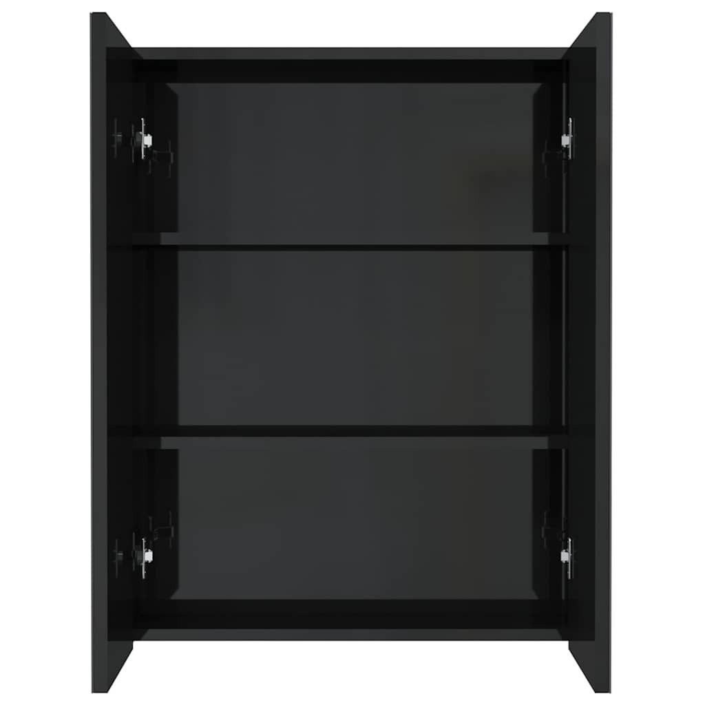 furnicato Badezimmerspiegelschrank Badezimmer-Spiegelschrank 60x15x75 cm Glänzendes Schwarz (1-St)