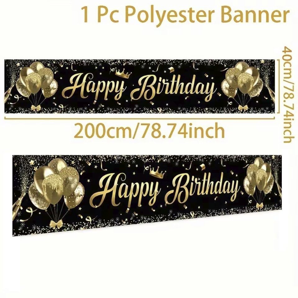 Venicce Love Dekohänger Happy Birthday Banner, Geburtstag Girlande Schwarz Gold Deko Party – Bild 4 von 5