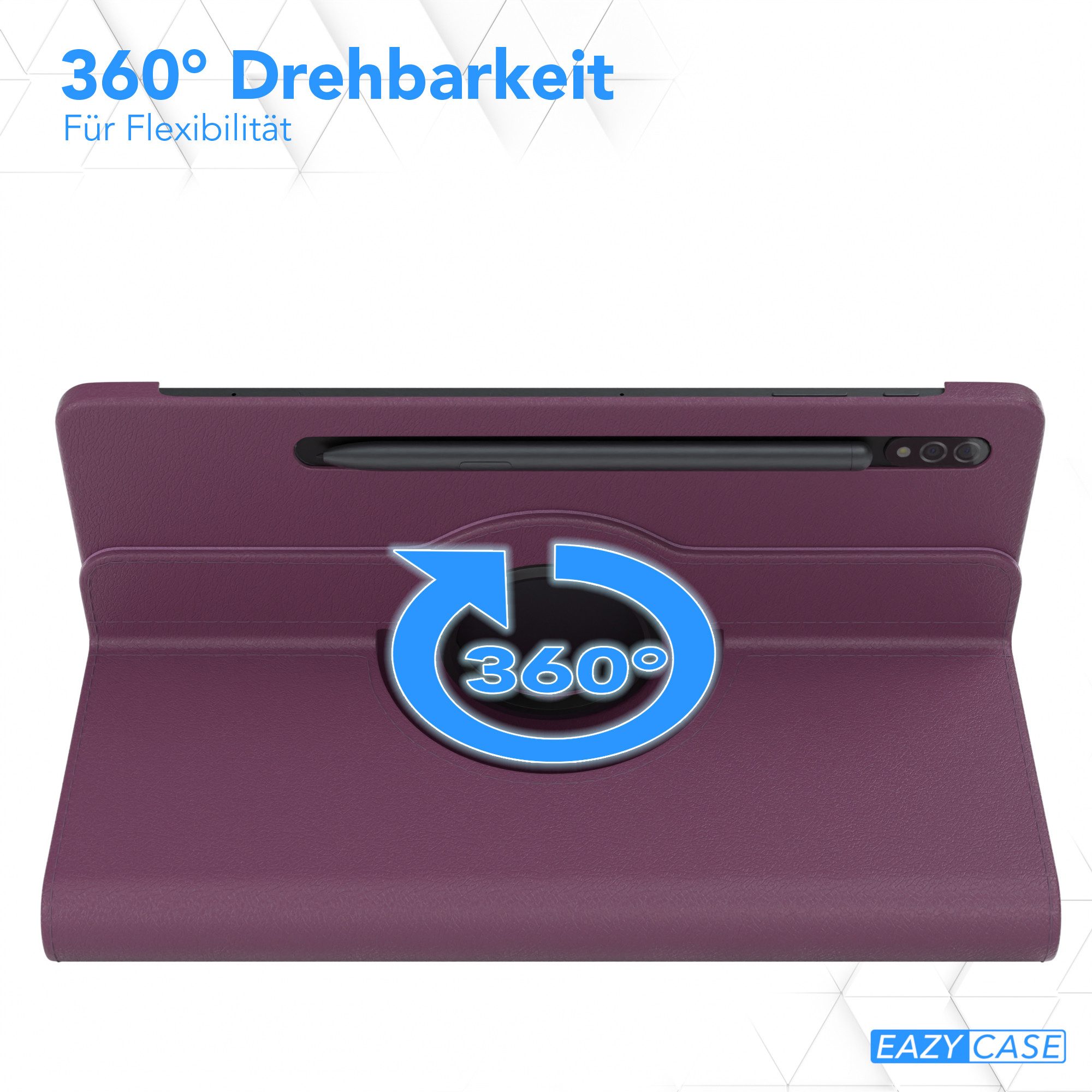 EAZY CASE Tablet-Hülle Rotation Case für Samsung Galaxy Tab S8 / Tab S7 11 Zoll, Tablet-Hülle Bookstyle Case Fullcover Schutz Tasche Stehfunktion Lila – Bild 3 von 5