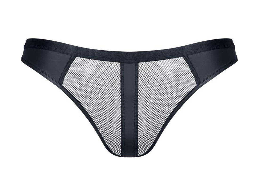 String Schwarzer transparenter Herren String aus Netz und wetlook Material el