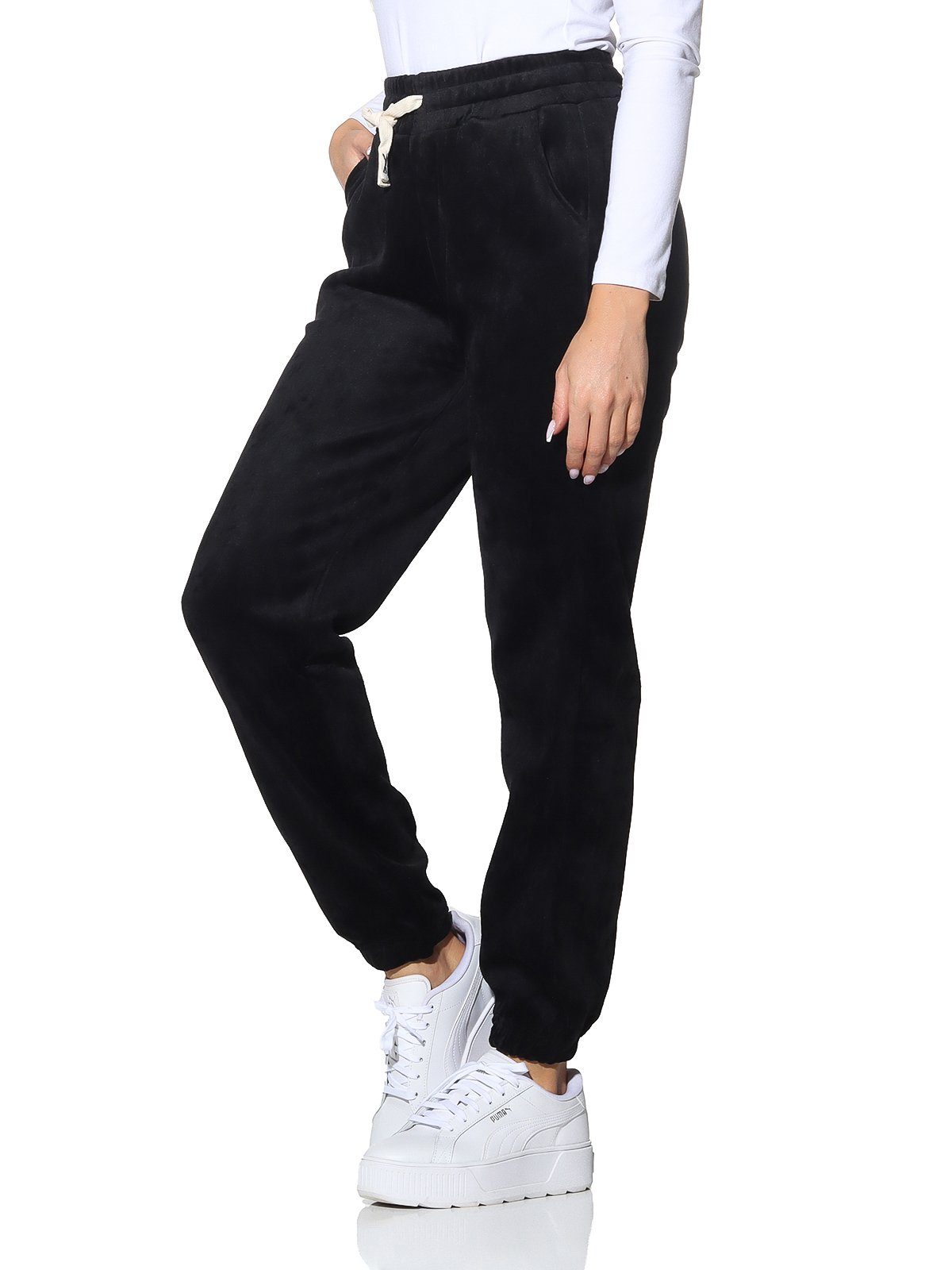 Aurela Damenmode Jogginghose Thermo- Freizeithose chillige Samt Hose Polarfleece Indoor & Outdoor elastischer Komfortbund, warm gefüttert