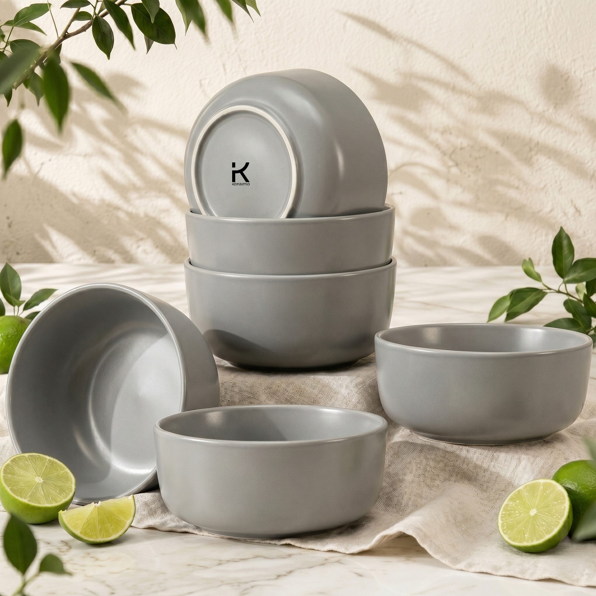 KONSIMO® Müslischale VICTO Schüssel-Set hergestellt in der EU, Steingut, (6-Personen Set, 6-tlg), spülmaschinengeeignet, mikrowellengeeignet, 6x Schale