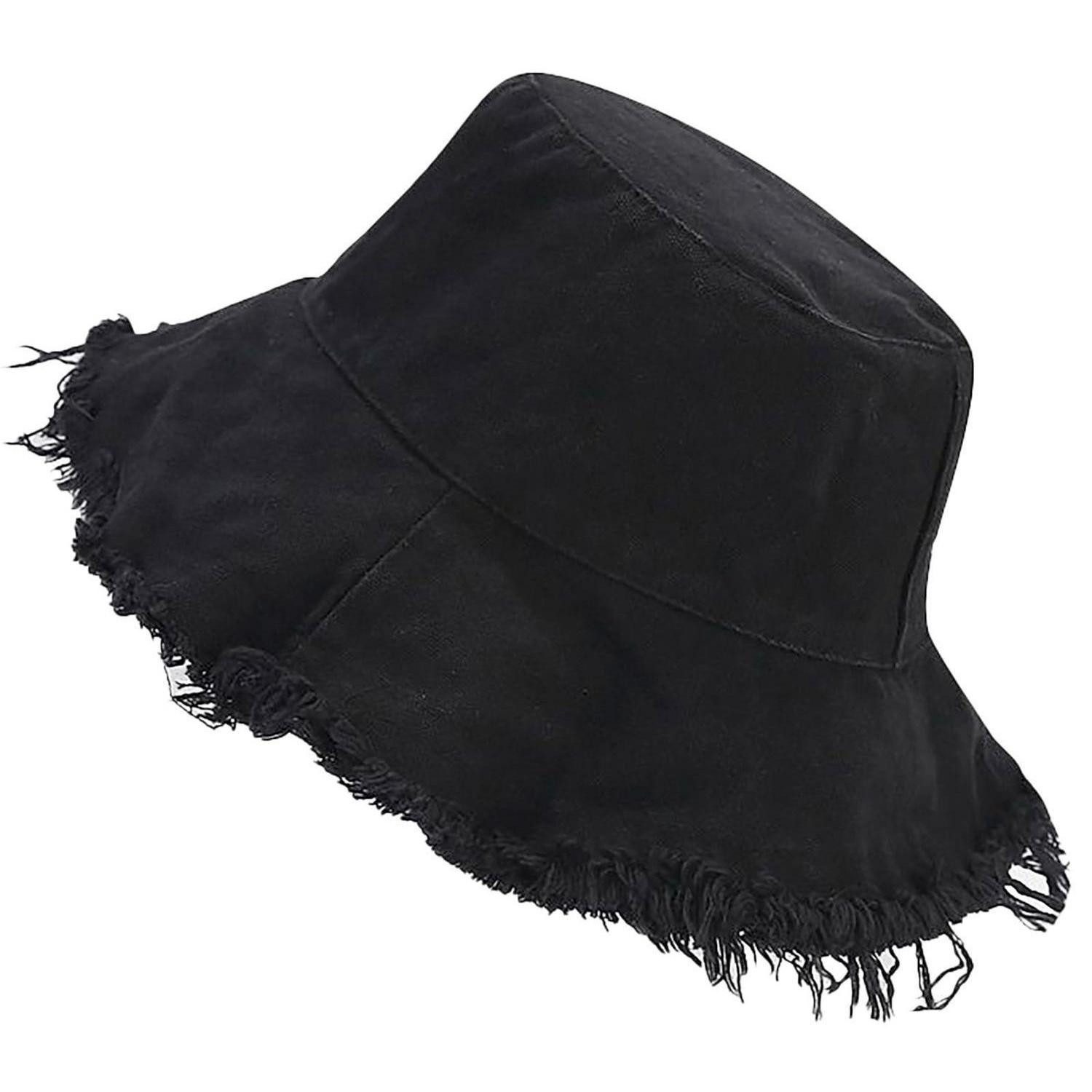 LuxusKollektion Fischerhut Fischerhut Herren Damen Boonie Sonnenhut Krempe Strand Schwarz