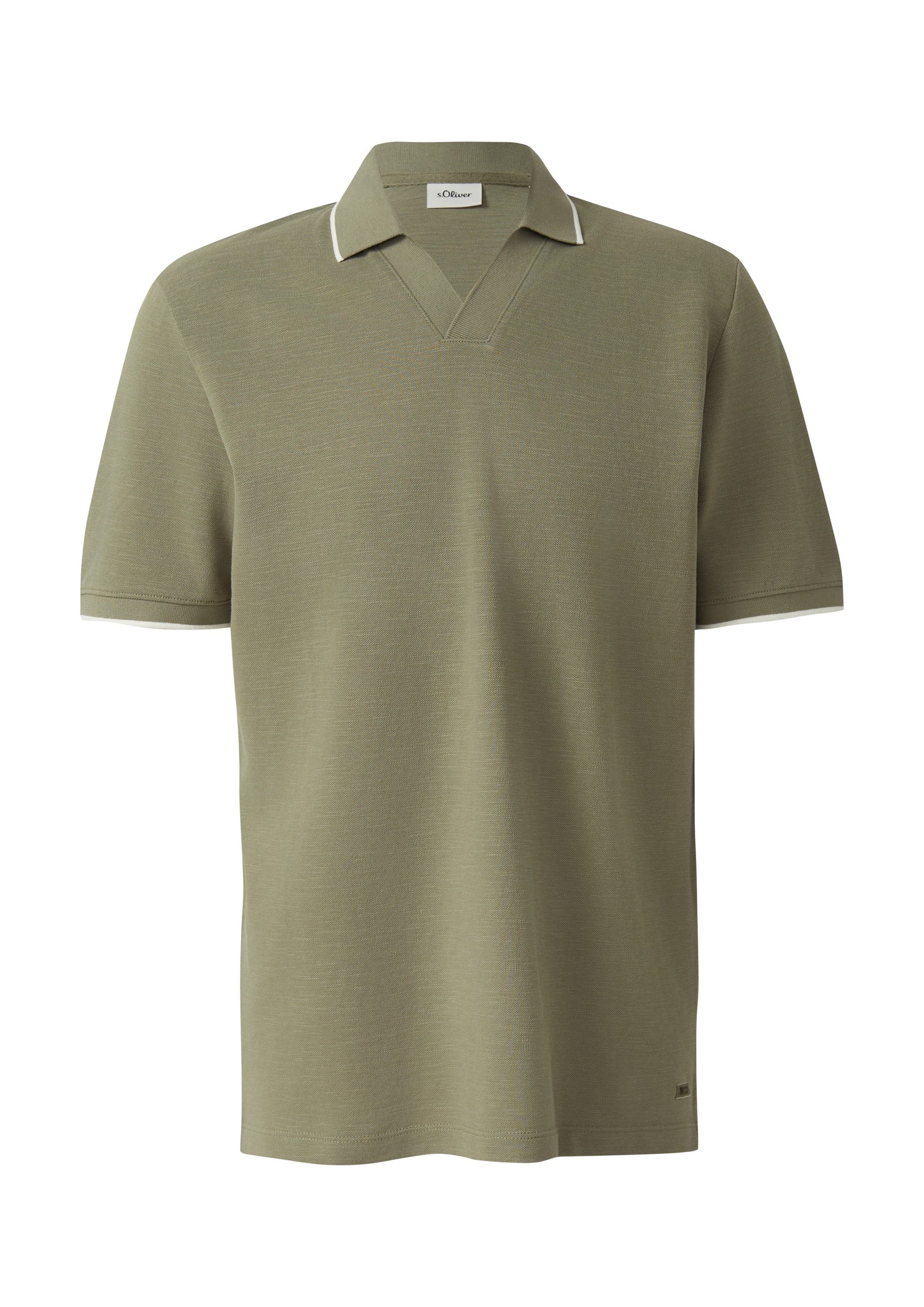 s.Oliver Kurzarmshirt Polo-Shirt Poloshirt aus Flammgarn-Piqué mit Kontrastabschlüssen