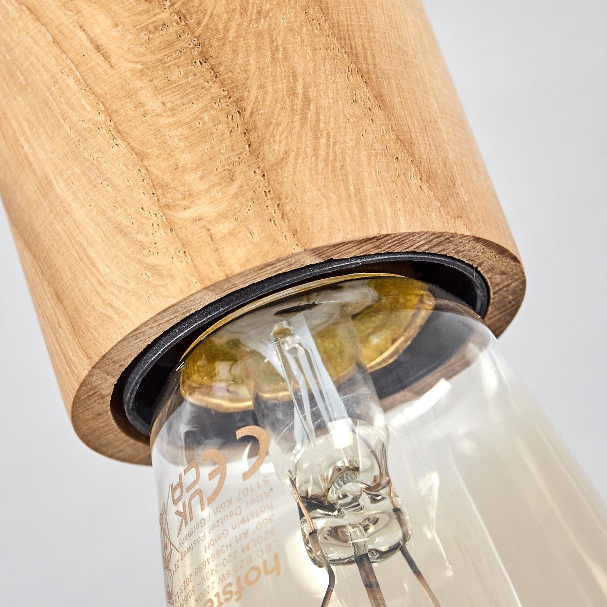 aus E27 Holz/Metall verstellbaren Natur/Schwarz, moderne Leuchtmittel, Deckenlampe in Deckenleuchte hofstein Schirmen, ohne mit längliche 4x