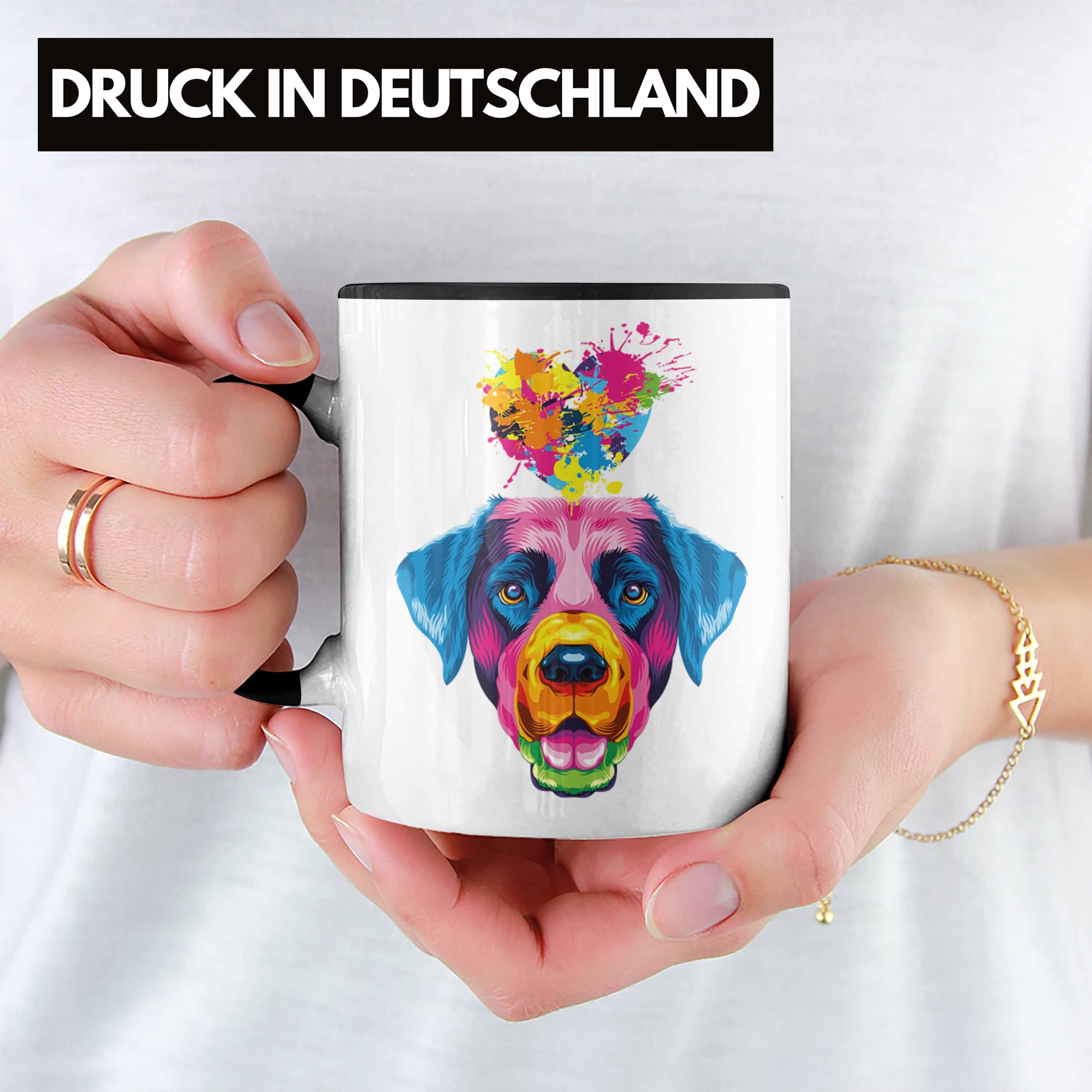 Trendation Tasse Labrador Herz Farbe Geschenkid Besitzer Geschenk Tasse Lustiger Spruch Schwarz