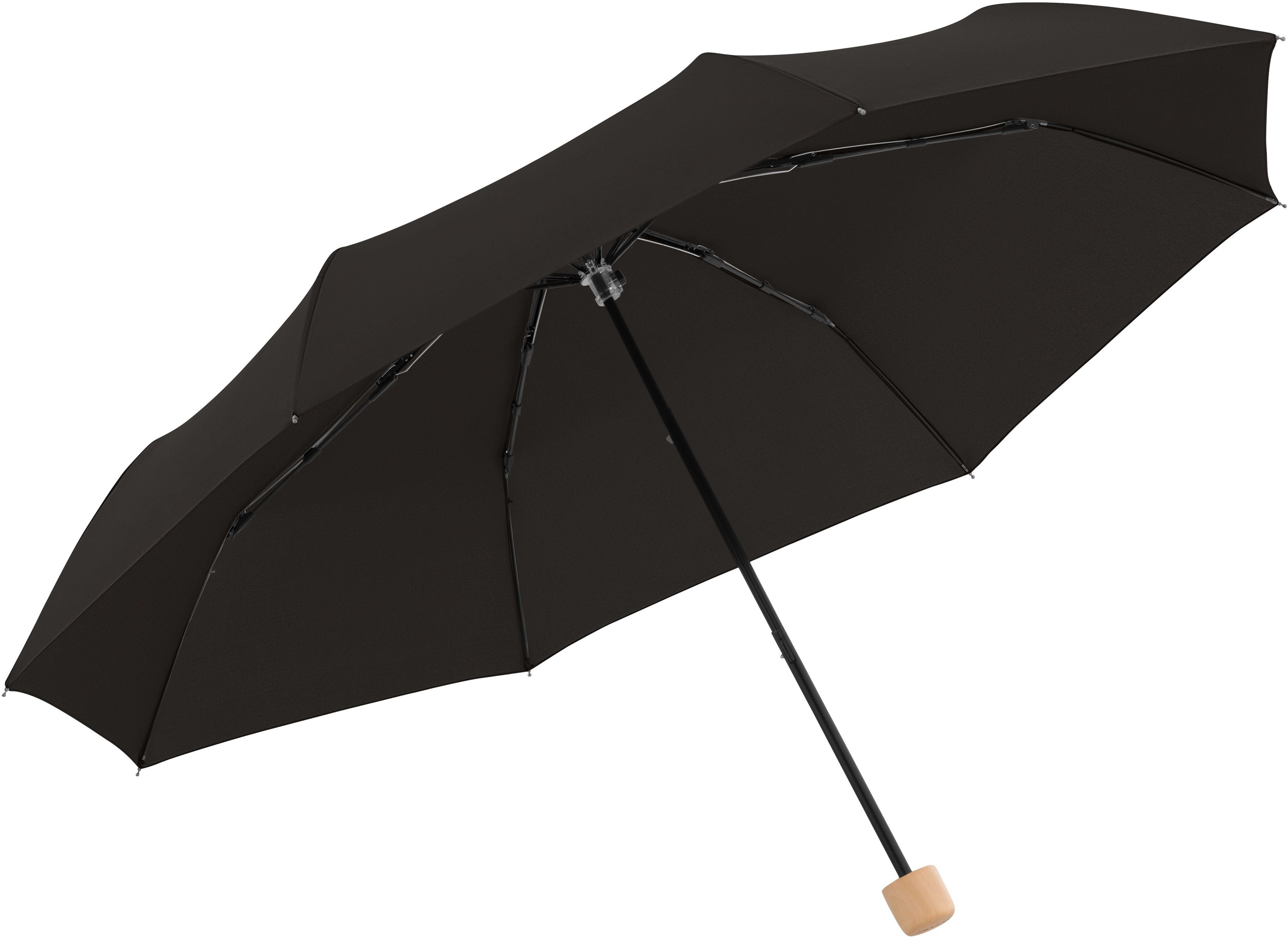 Taschenregenschirm simple FSC®- nature aus weltweit - doppler® Material Griff schützt mit aus Wald Mini, black, recyceltem