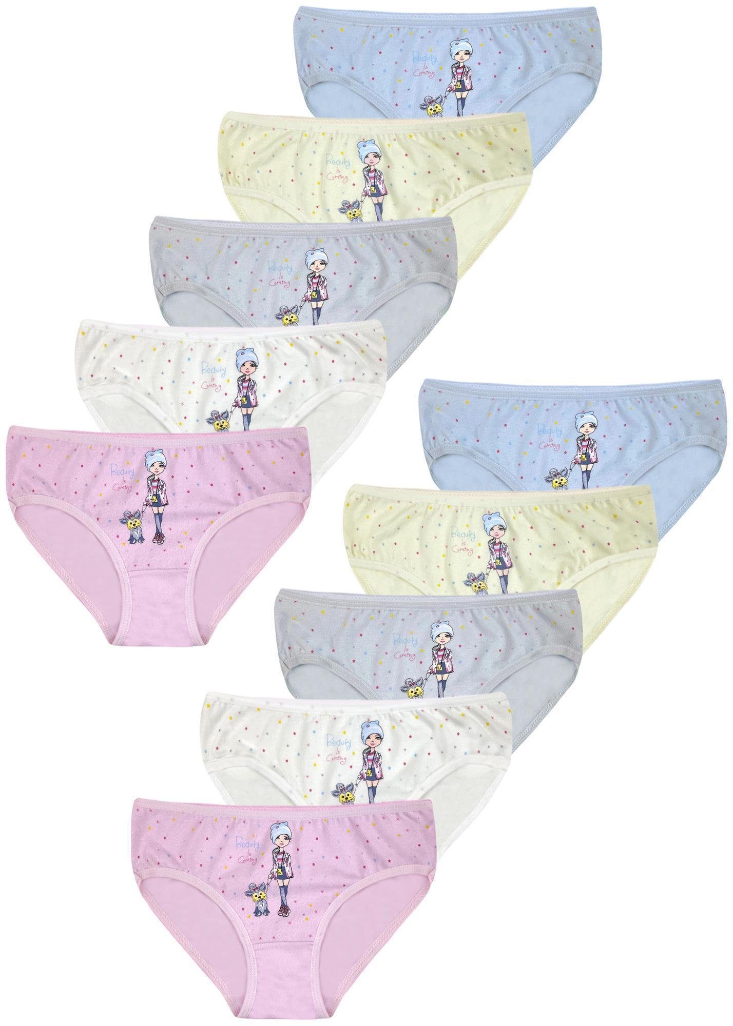 LOREZA Slip 10 Mädchen Kinder 92-170 Unterhosen Baumwolle Unterwäsche Slips 10-St) (Spar-Packung