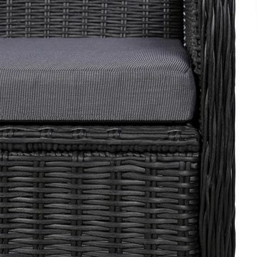 vidaXL Garten-Essgruppe 11-tlg. Garten-Essgruppe Poly Rattan Schwarz, (1-tlg)