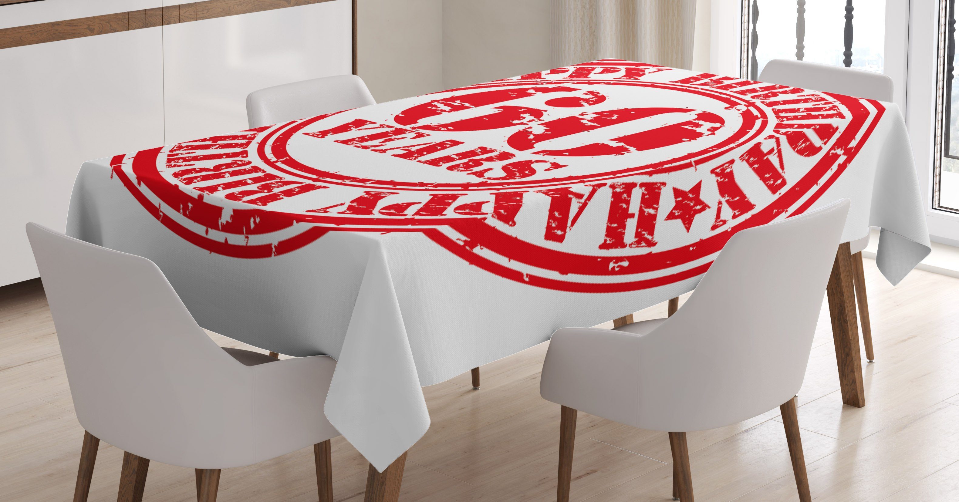 Tischdecke rot-Weiss Für Abakuhaus Farben, geeignet Geburtstags-Stempel-Slogan Waschbar den Klare Bereich Farbfest Außen