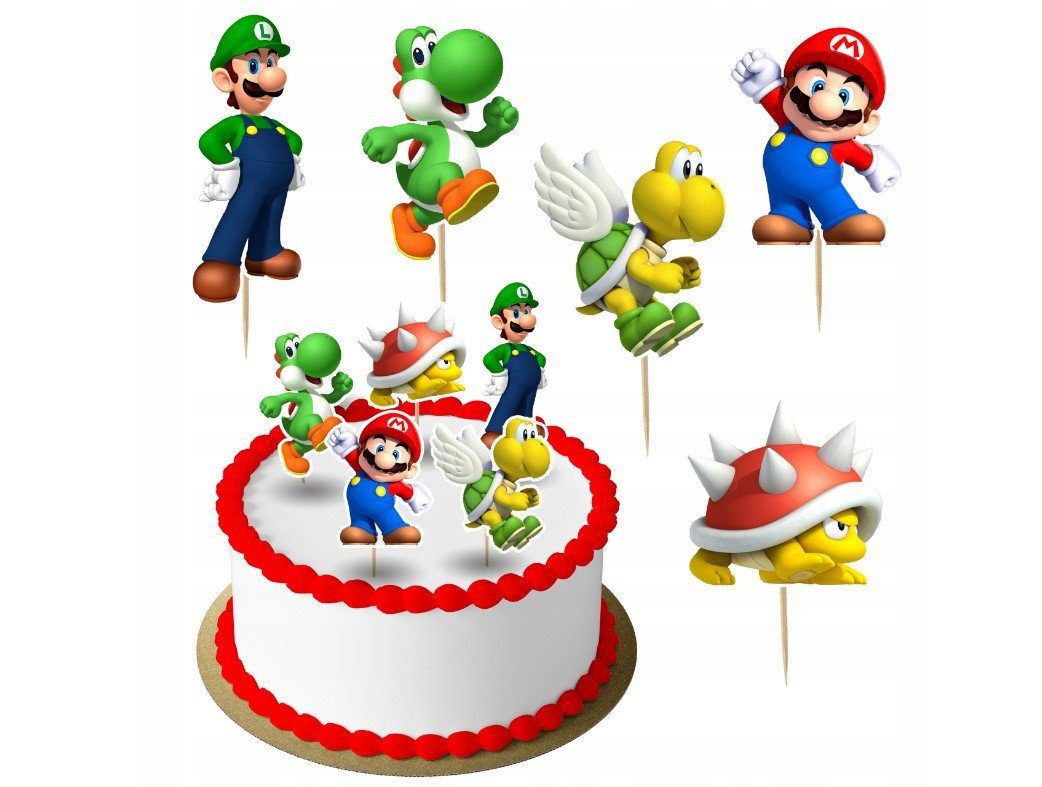 Festivalartikel Tortenstecker Mario Topper Set 6 Stk Geburstag Torten Deko Kuchen Junge