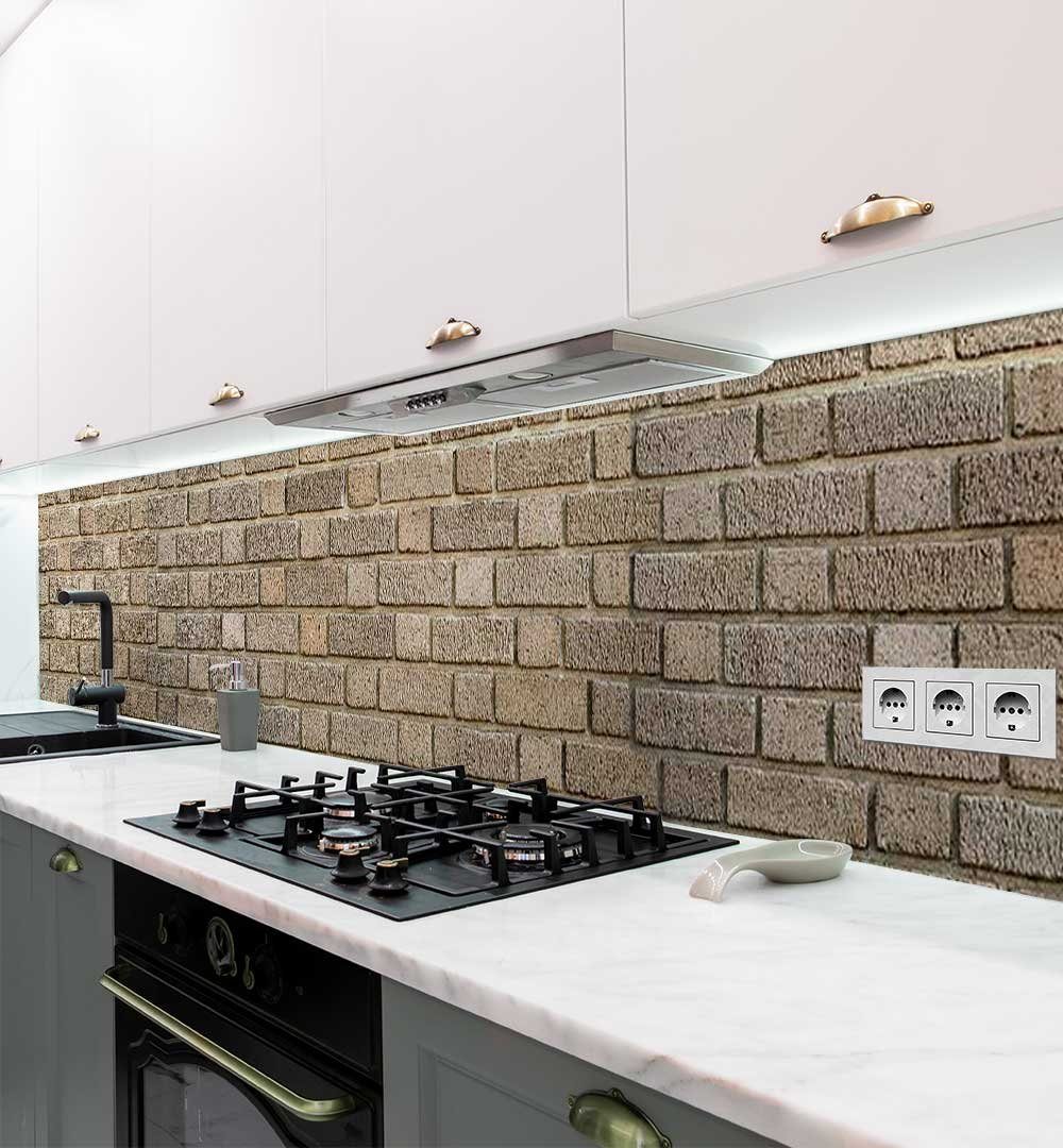 MyMaxxi Küchenrückwand Küchenrückwand selbstklebend helle Ziegelsteine verwaschen Folie, (Klebefolie passend geschnitten und gerollt B 60 cm x H 60 cm), Backsteine gelb B 60 cm x H 60 cm