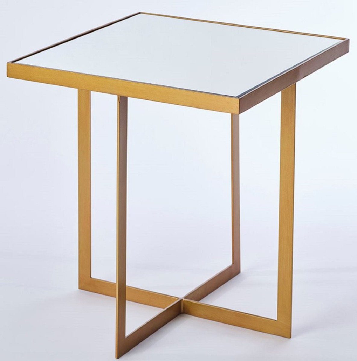 Casa Padrino Beistelltisch Luxus Beistelltisch Bronze 51 x 51 x H. 55 cm - Metall Tisch mit Spiegelglas Tischplatte - Luxus Möbel