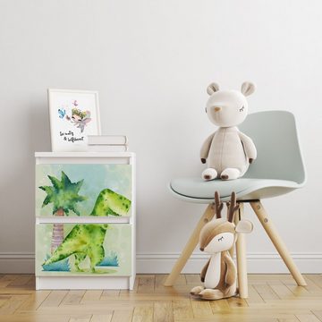 Sunnywall Möbelfolie passend für IKEA Malm Kommode Schrankfolie Aufkleber Dino Kids T-Rex, blasenfreie selbstklebende Folie (SCHRANK NICHT INKLUSIVE)