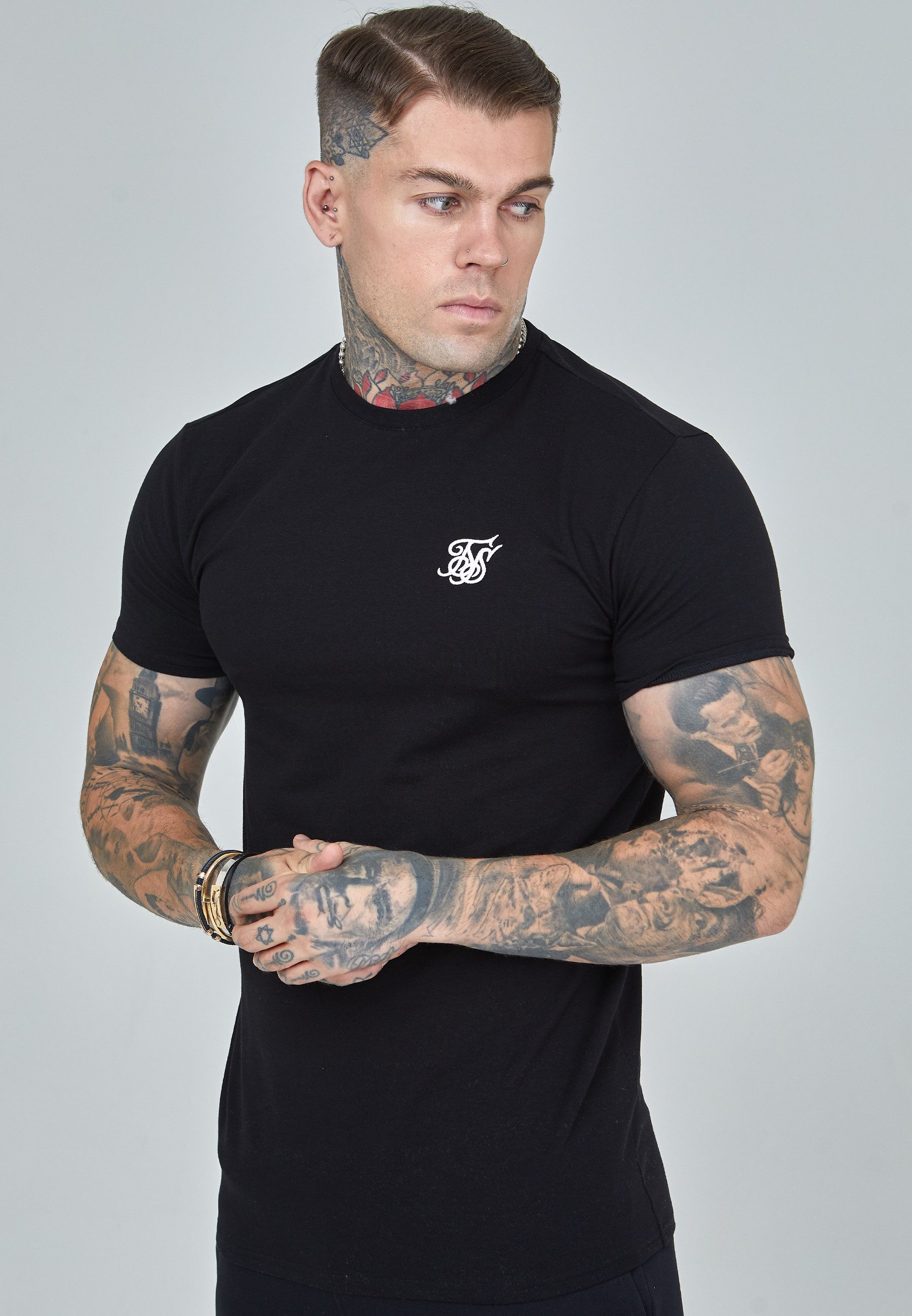 Siksilk T-Shirt SikSilk Herren Schwarzes Essentials T-Shirt günstig online kaufen