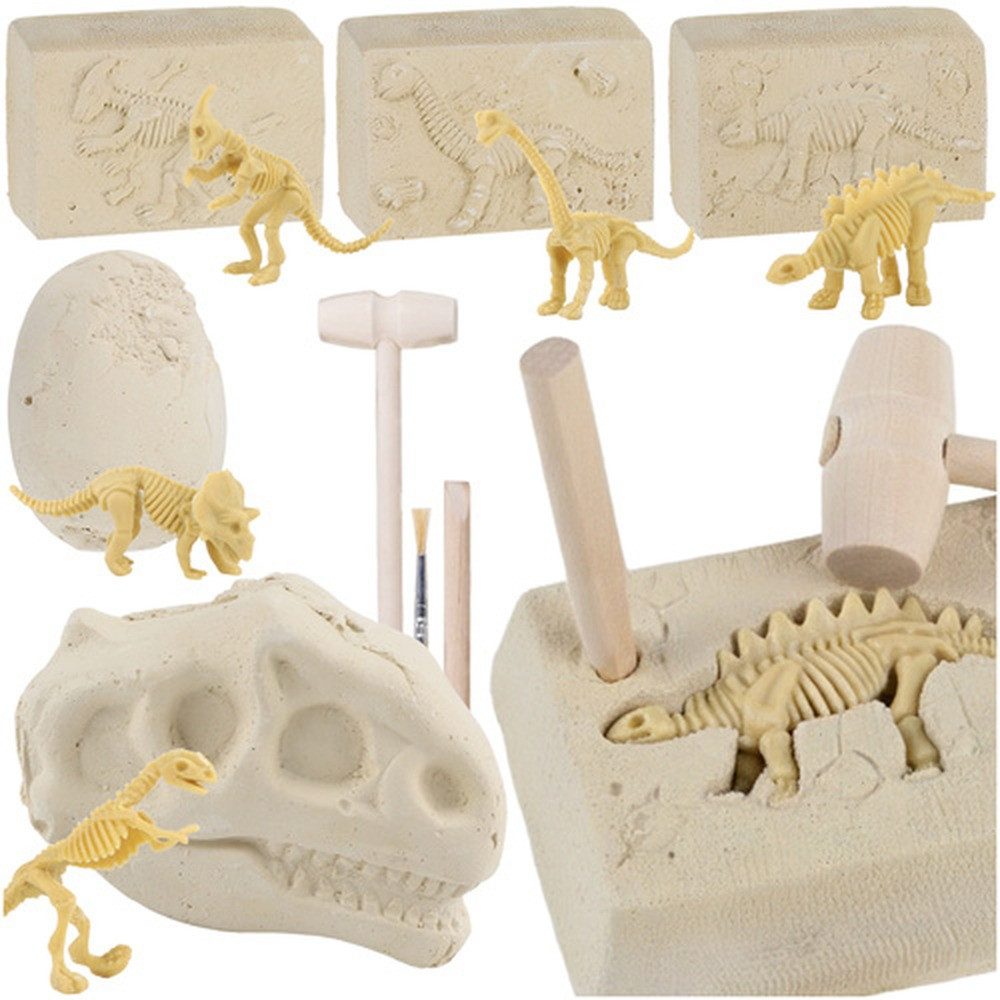 KRUZZEL Lernspielzeug Dinosaurier-Ausgrabung 5-in-1 (Spar-Set, Fossilienmine), Fördert Geduld, Präzision, logisches Denken und Hand-Auge-Koordination