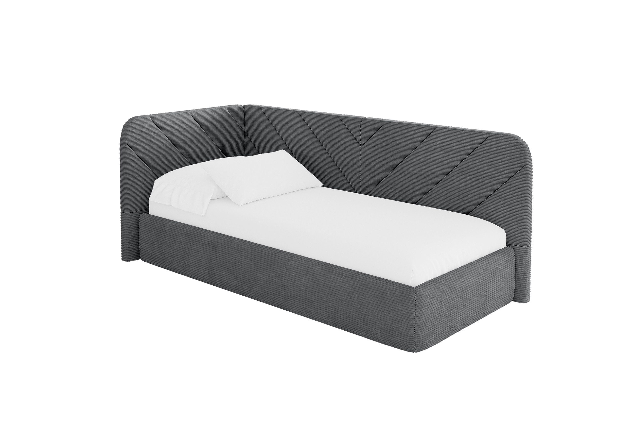 ALTDECOR Jugendbett FIKY (Jugendbett mit Bettkasten und Lattenrost, Polsterbett ohne Matratze), Einzelbett mit Stauraum, Bett mit Kopfteil