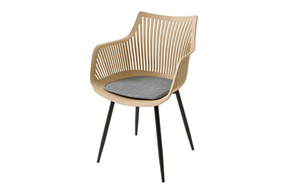 riess-ambiente 4-Fußstuhl SIGNUM greige/schwarz - Kunststoff, Indoor/Outdoor, mit Armlehnen (Einzelartikel, 1 St), Esszimmer · Kunststoff · Garten/Balkon/Terrasse · Design · Küchenstuhl