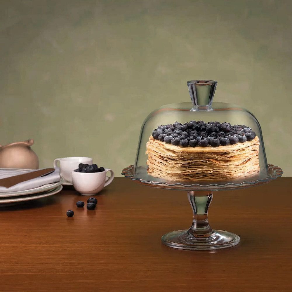 Pasabahce Servierplatte Pasabahce Patisserie Servierplatte auf Fuß mit Haube Ø 26,4 cm, Glas, (Packung) – Bild 3 von 5