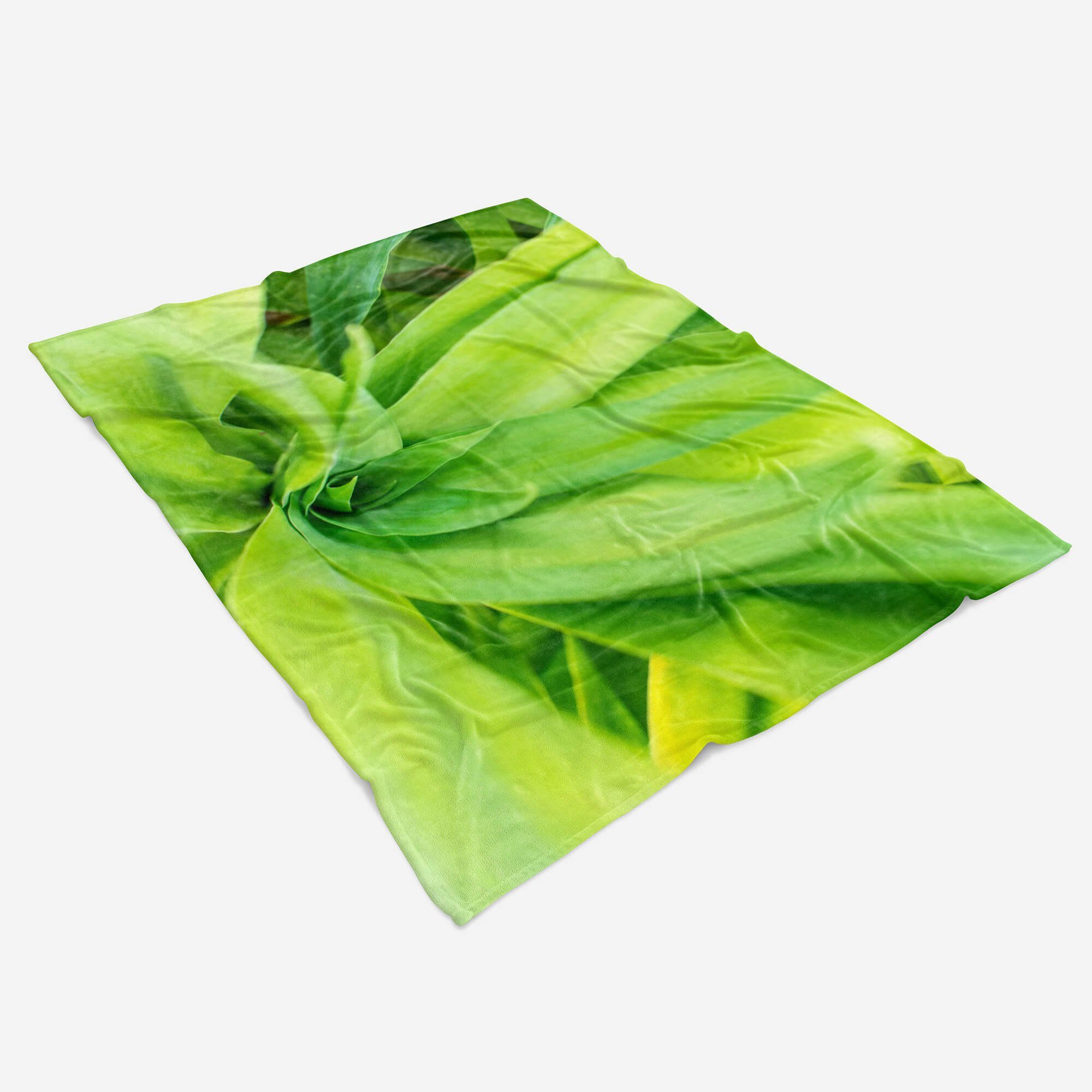 Kuscheldecke Handtücher Handtuch (1-St), Baumwolle-Polyester-Mix Handtuch Strandhandtuch Pflanze Saunatuch mit Grüne Art Sinus Fotomotiv Kuns,