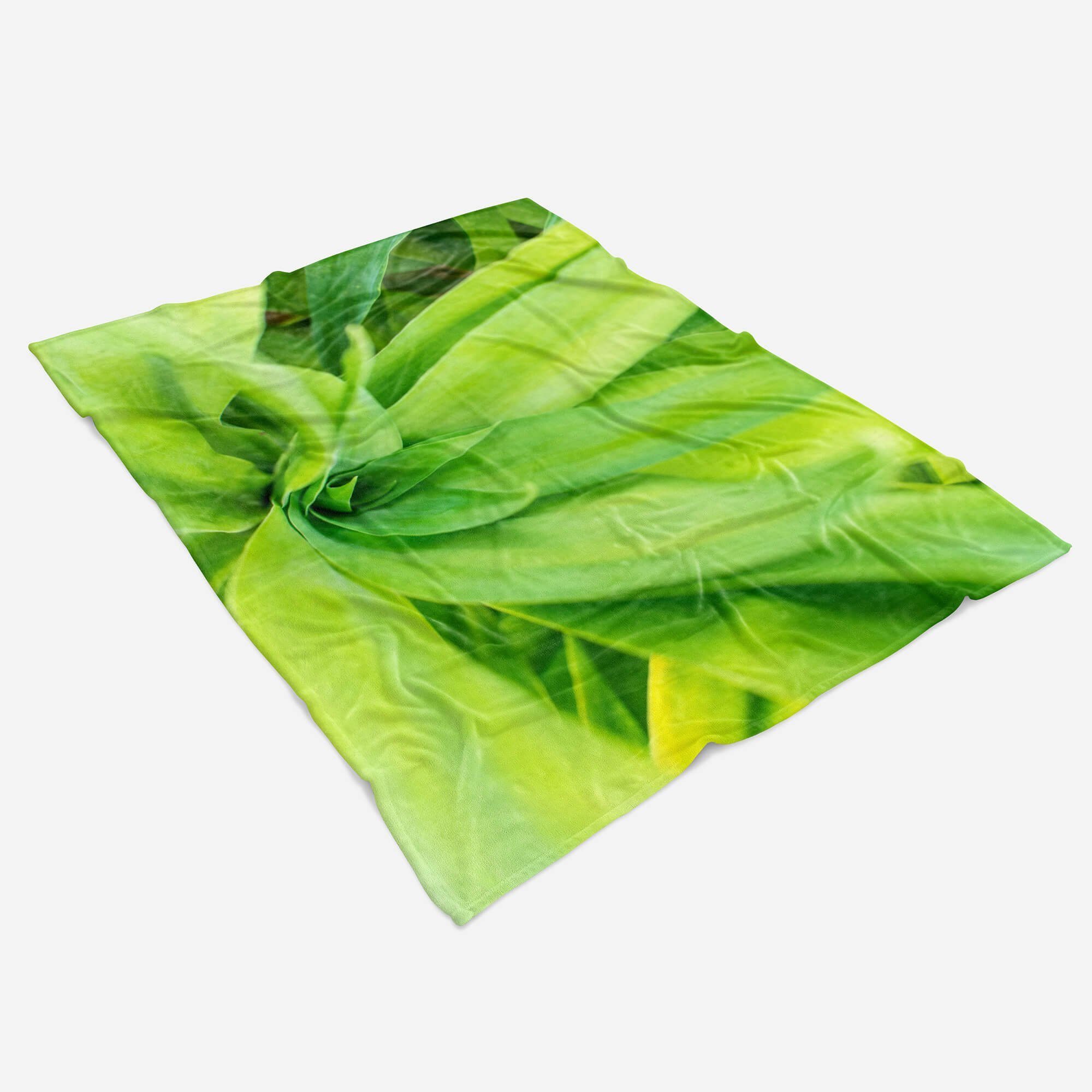 Handtuch mit Pflanze Grüne Baumwolle-Polyester-Mix Kuns, Handtuch Strandhandtuch Sinus Handtücher Kuscheldecke Fotomotiv Art (1-St), Saunatuch