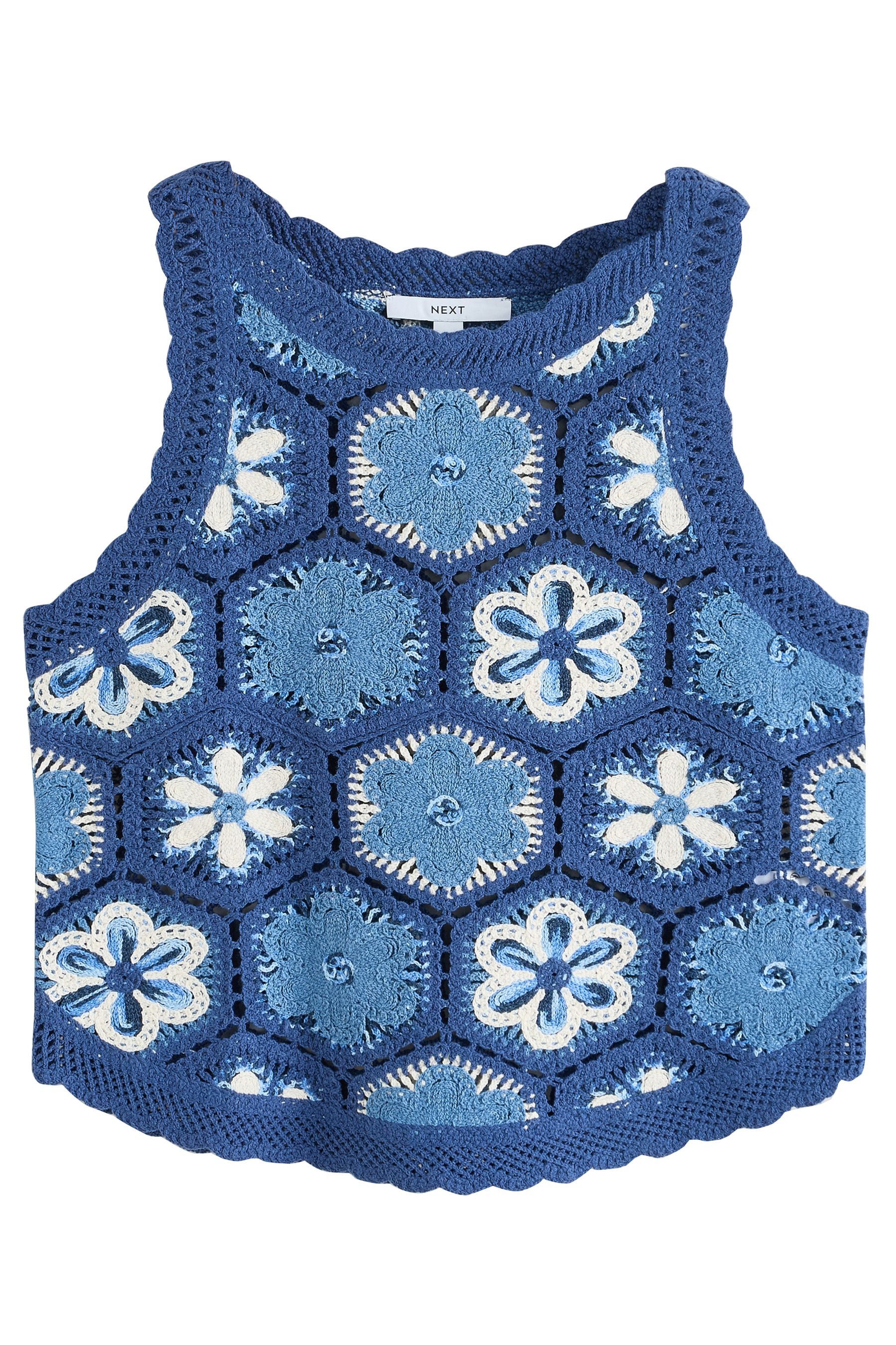 Trägertop Geblümtes Tanktop in Häkeloptik