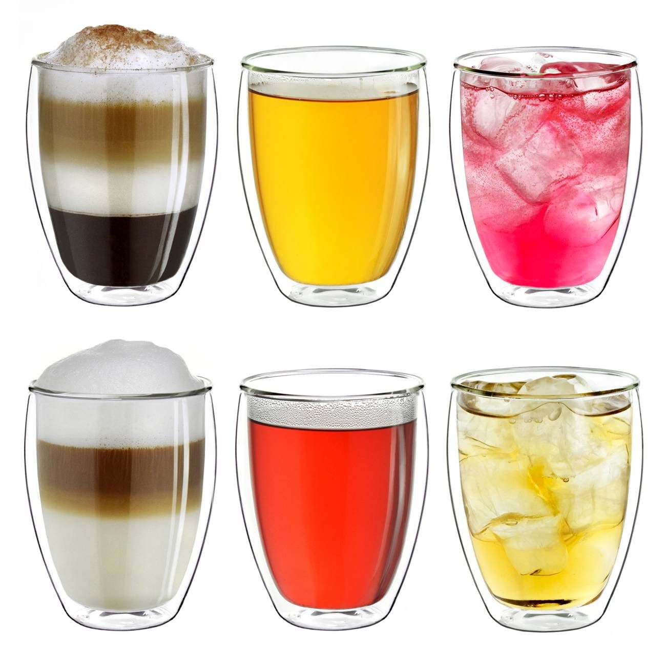 Creano Teeglas Thermoglas doppelwandig hoch 250ml; 6er Set, 6-tlg., Borosilikatglas, 6-teilig