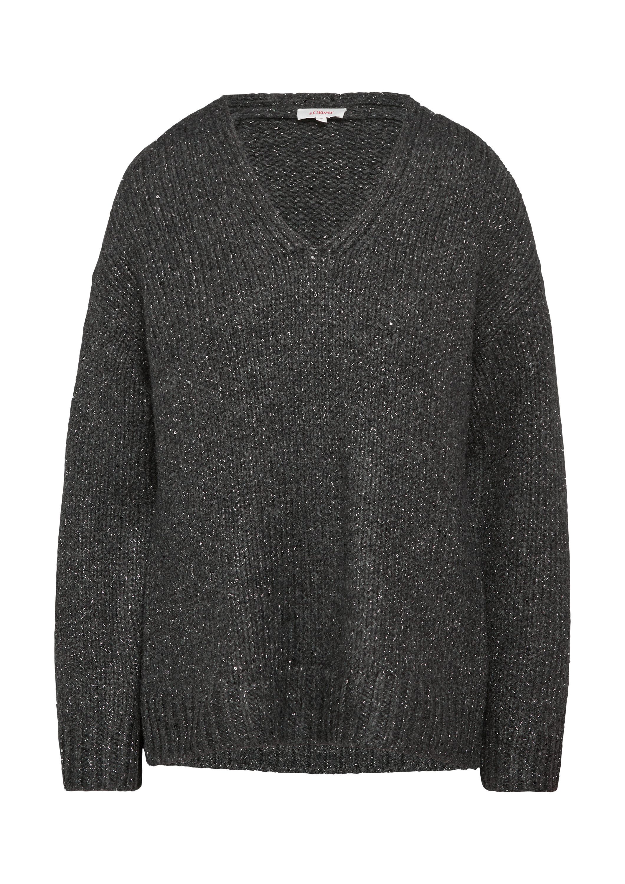s.Oliver Longpullover Strickpullover Oversized Strickpullover mit Glitzergarn und Pailletten