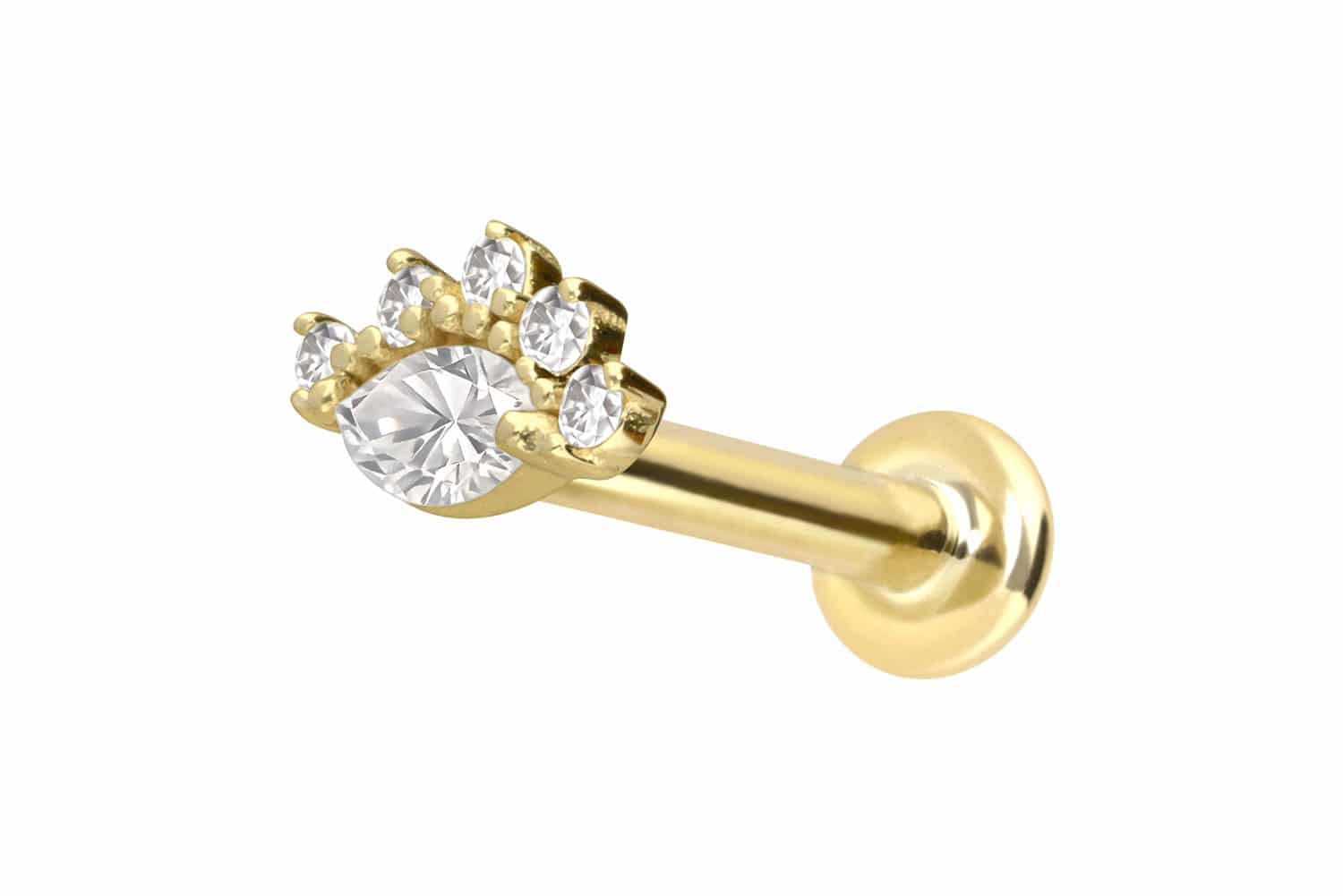 PIERCINGLINE Piercing-Set 14 Karat Gold Labret mit Push Fit MOISSANITE (Labrets, 1-tlg)
