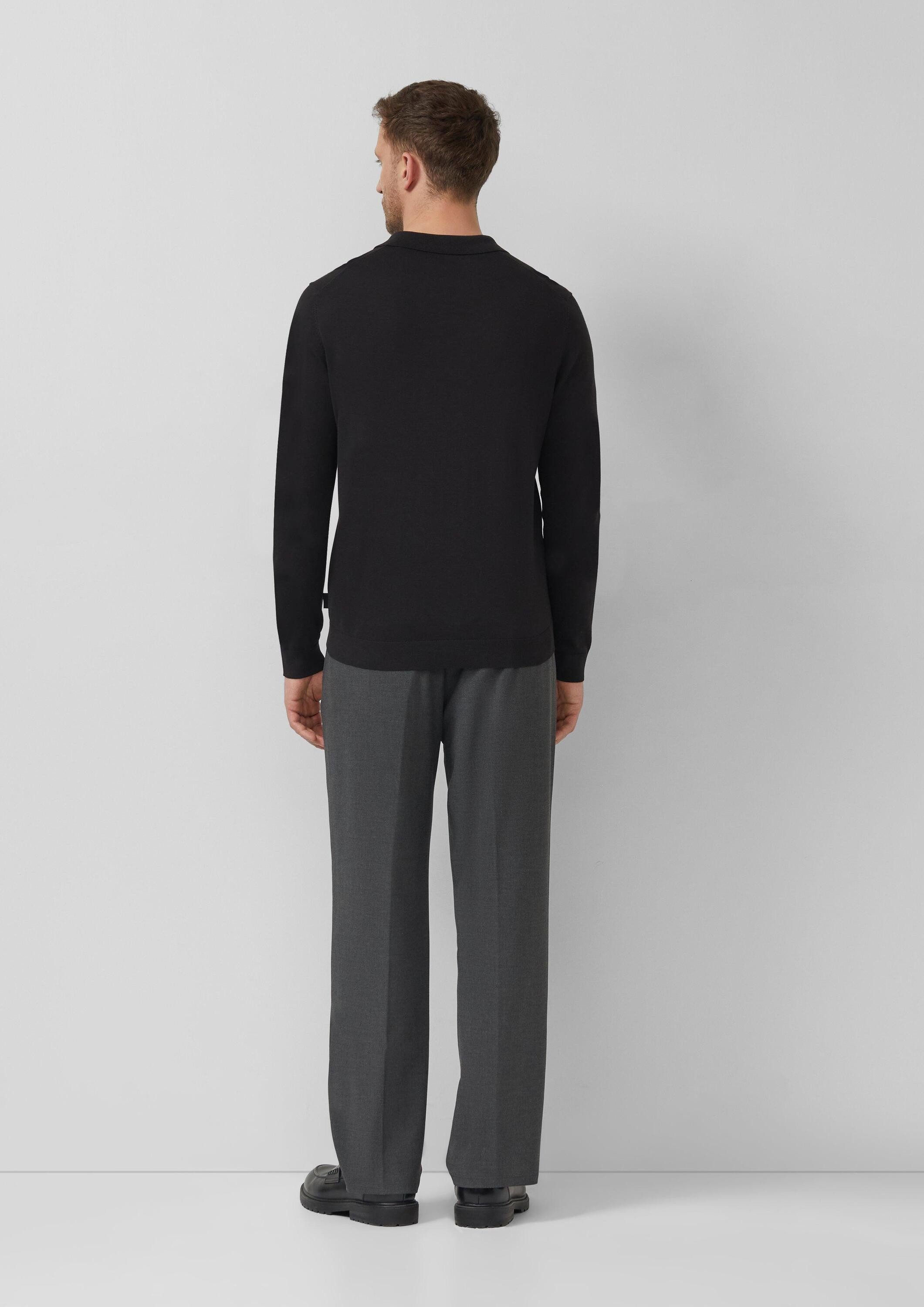 s.Oliver Longpullover Strickpullover Hochwertiger Feinstrick-Pullover mit Polokragen aus Baumwoll-Modal-Mix