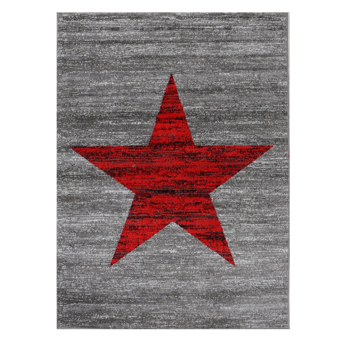 Vimoda Teppich Wohnzimmer Stern Muster Rot, Rechteckig, Läufer Rot Stylish günstig online kaufen