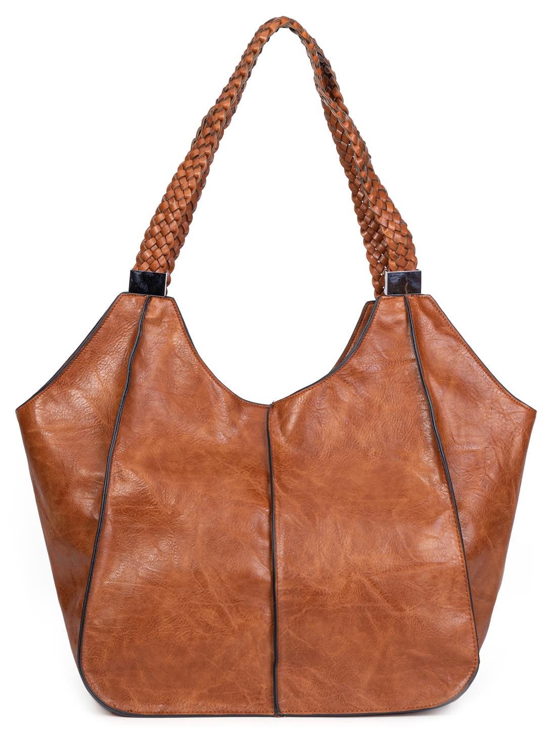 ITALYSHOP24 Schultertasche Damen XXL FLECHTOPTIK Hand-Tasche Shopper Businesstasche Workbag, Tote Bag Reisetasche Henkeltasche Beuteltasche Hobo Bag Weekender