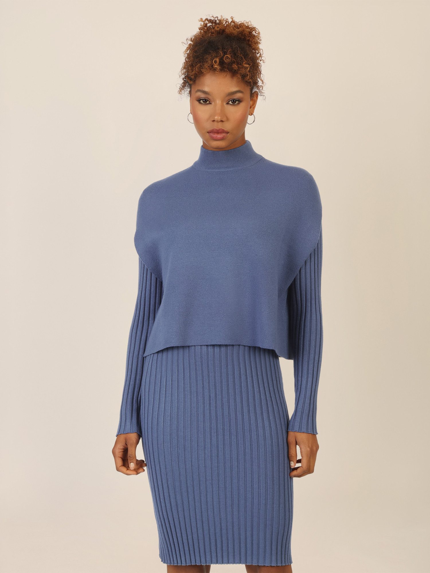 Apart Strickkleid aus Rippenstrickkleid und ärmellosem Pullunder günstig online kaufen