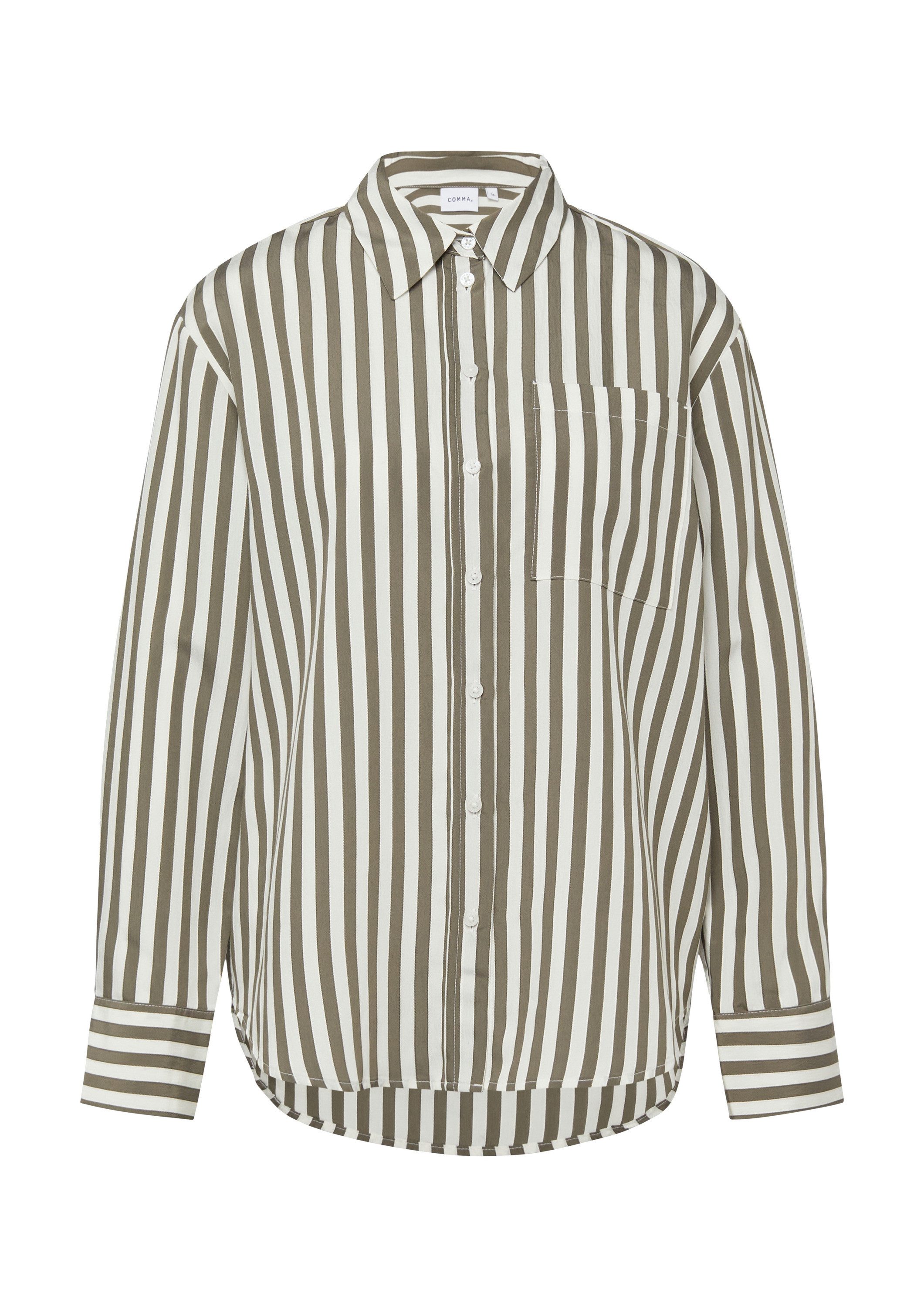 comma Langarmbluse Bluse Jacquardsteifen-Bluse aus Viskosemix im Relaxed Fit