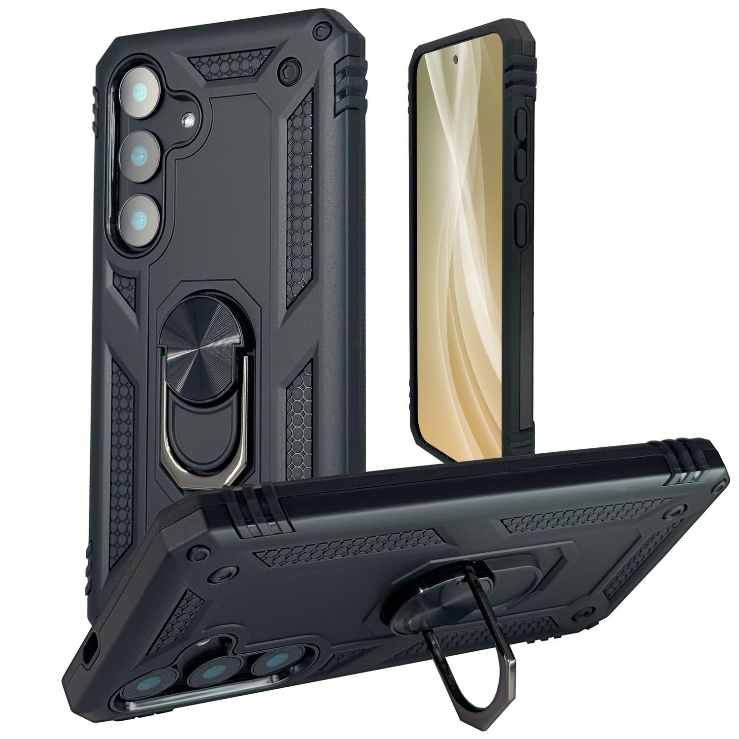 Nalia Smartphone-Hülle Samsung Galaxy S25, Ringdefend / Hülle mit Ring im Militär-Stil / Extrem Robust / Outdoor