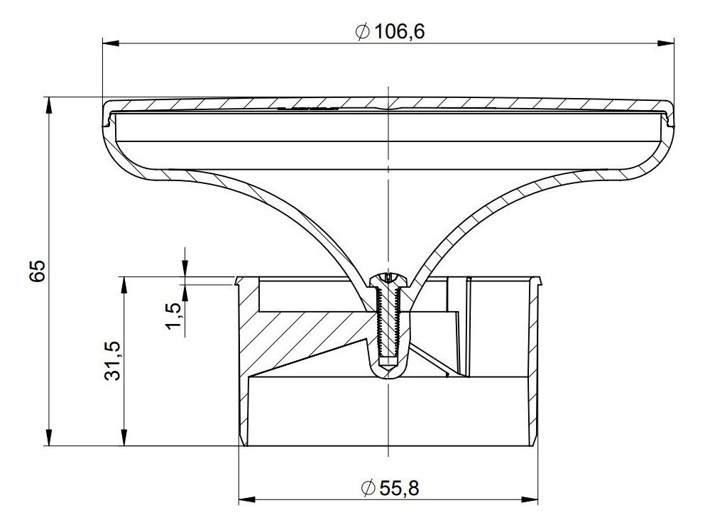 Thumbnail - ATEC Abgastechnologie PP-Rohr ATEC Schornstein Mündungs-Abströmdüse DN60 Windschutzschirm 0462, DN60, 55.8 mm