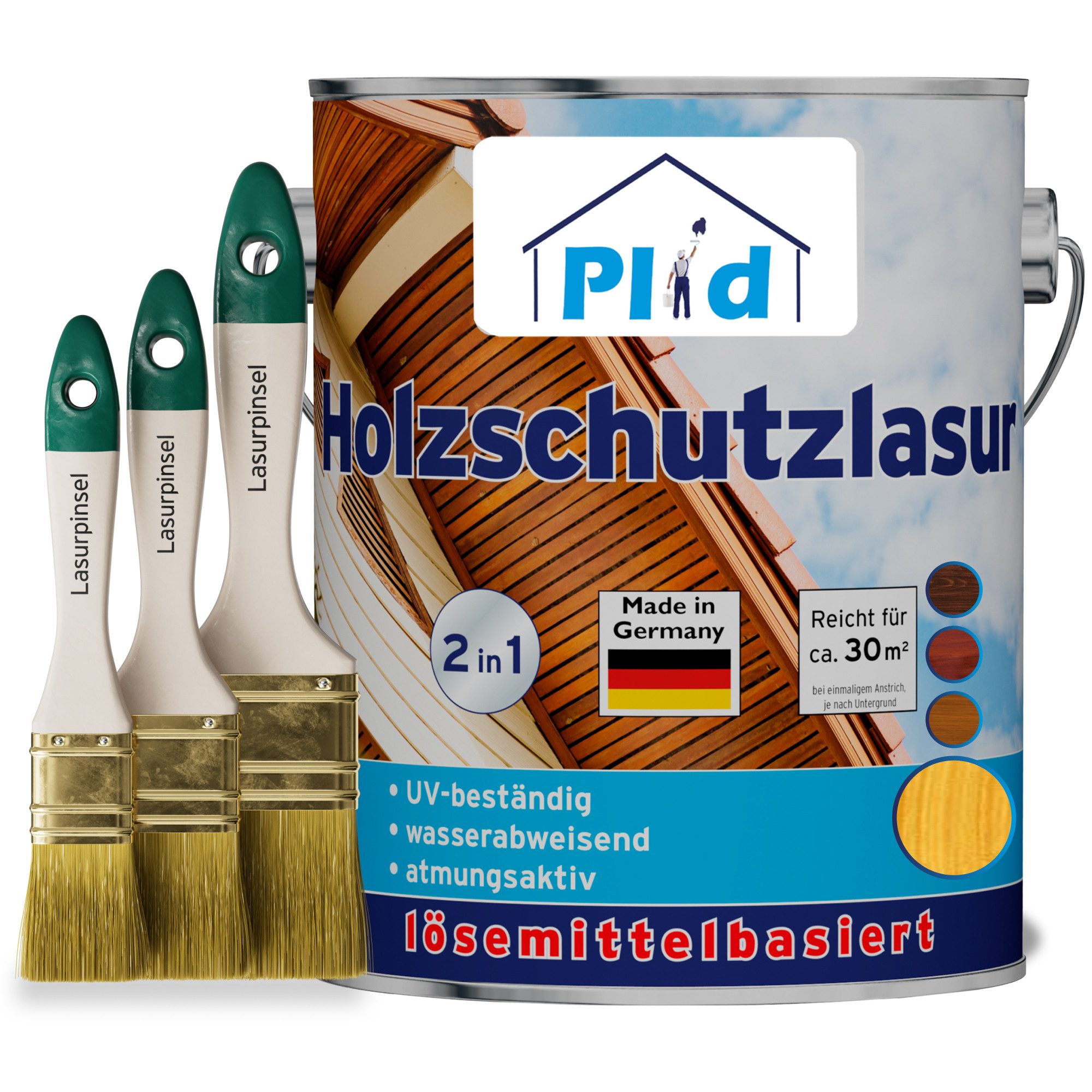 plid Holzschutzlasur Premium Holzschutzlasur Holzlasur Holzschutz Holzgrundierung Set, Schnelltrocknend