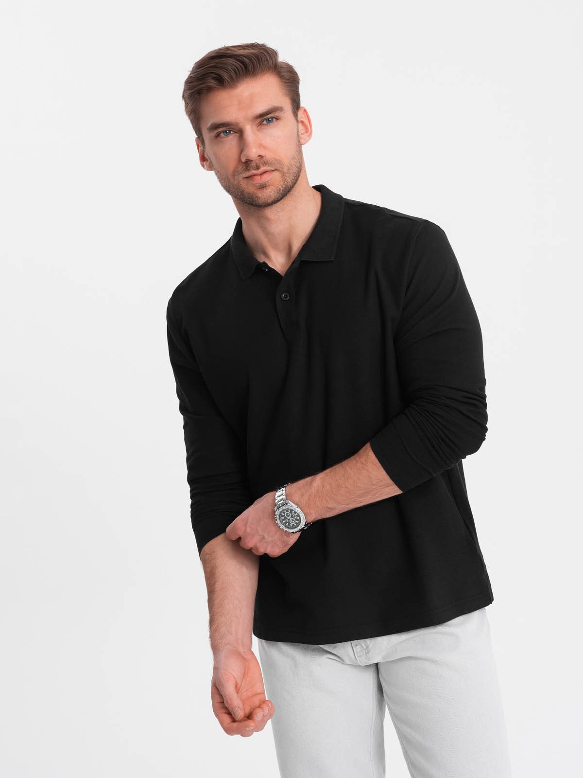 OMBRE Longsleeve Herren Longsleeve mit Polokragen