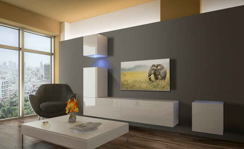 ROYAL24_MARKT Wohnwand - 2024 Luxuriöses Ambiente, Stilvolle Wohnzimmer, beste Materialien!, (Komplett Set, 5-St., Premium - AN15), Exklusive Eleganz - Innovative Elemente - Aktuell 2024 '
