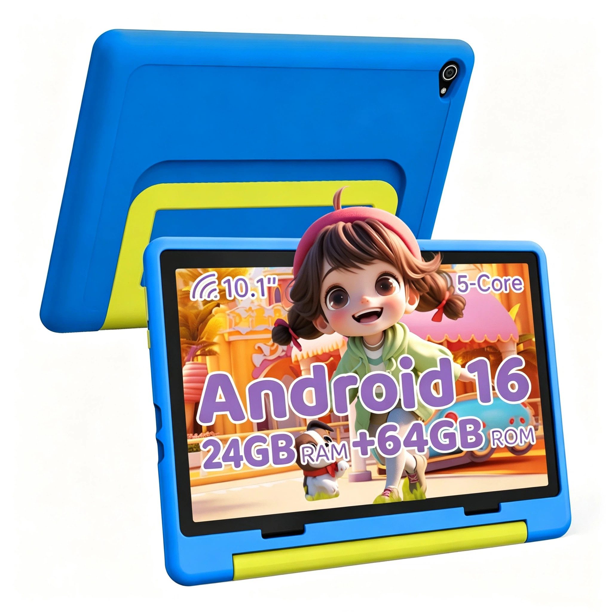 BUFO 10'' Android 64GB 1280x800 HD IPS WiFi 6 Lern Kinder Tablet (10", 64 GB, Android 16, 5G WiFi, Kids Bumper Blau, Elterliche Kontrolle, Anti-Blaulicht)